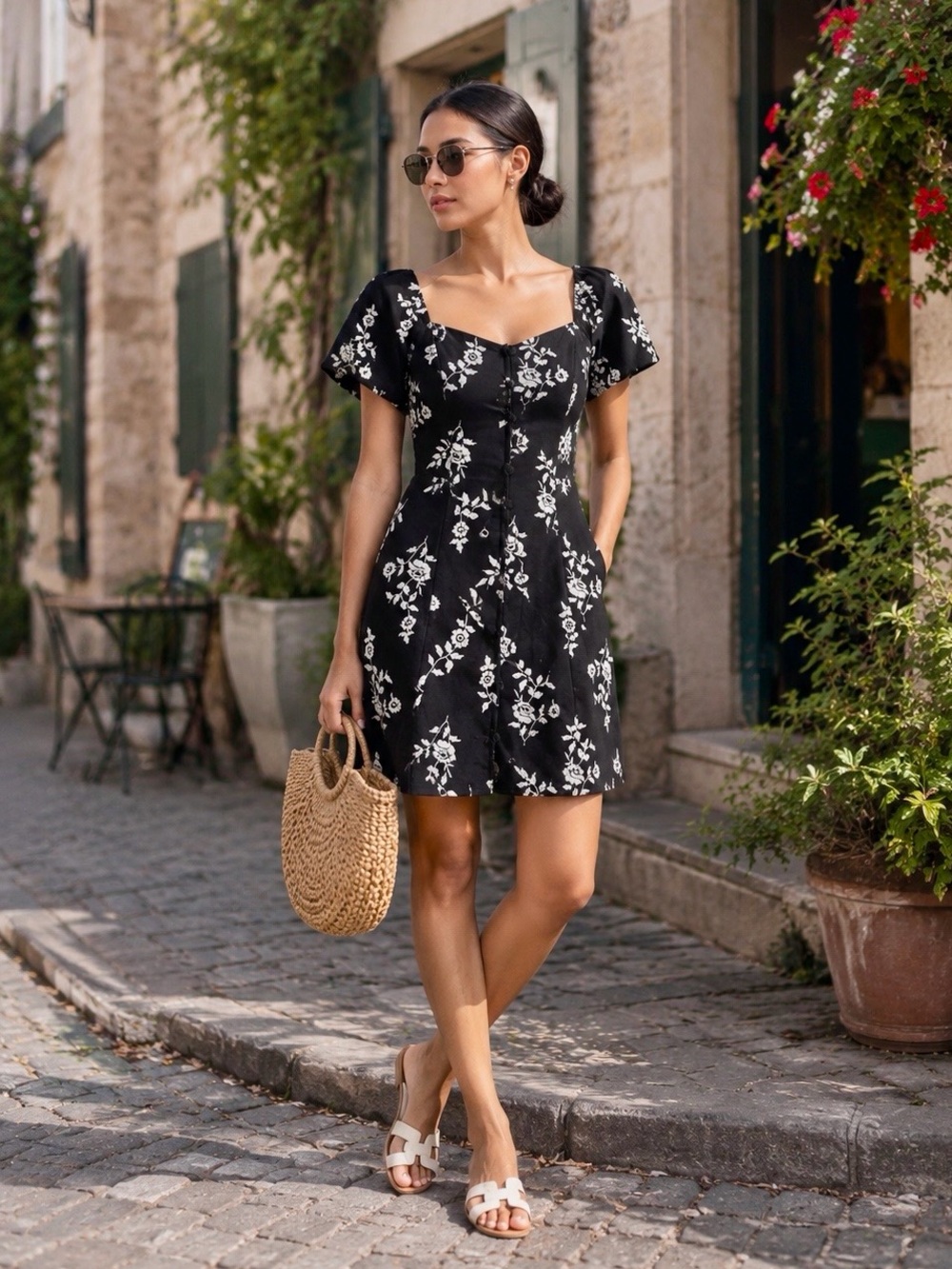 Abercrombie & Fitch XS PETITE Linen-Blend Button-Through Mini Dress